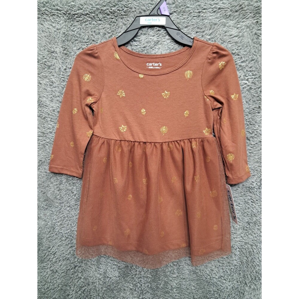 New Carters Dress Baby Girls Sz 12 Months Thanksgiving Acorns Leaves Fall